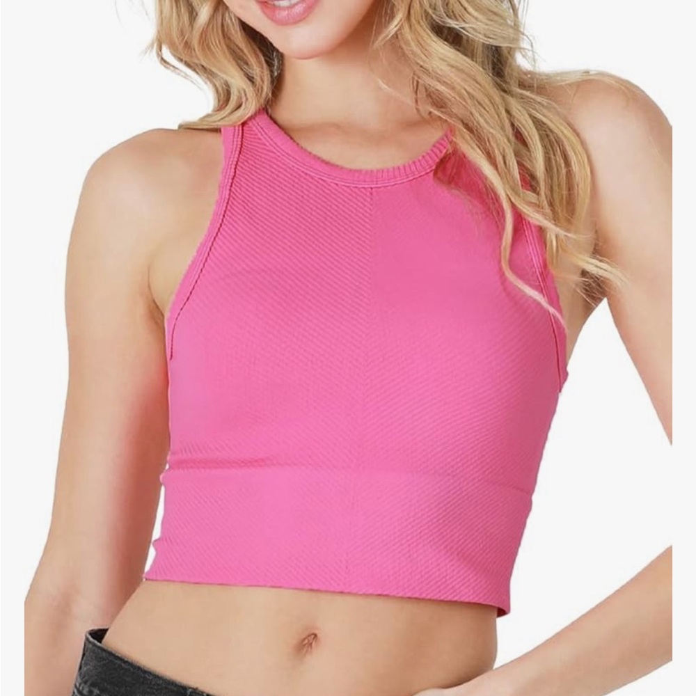 NIKIBIKI Women Seamless Chevron High Neck Crop Top